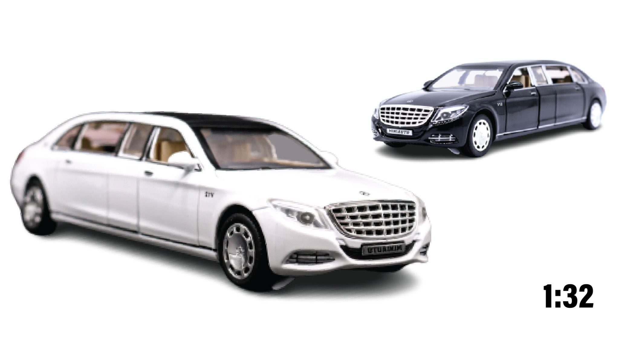 Mô hình xe Mercedes Maybach S600 Pullman tỉ lệ 1:32 Miniauto 3221A 3221B OT279