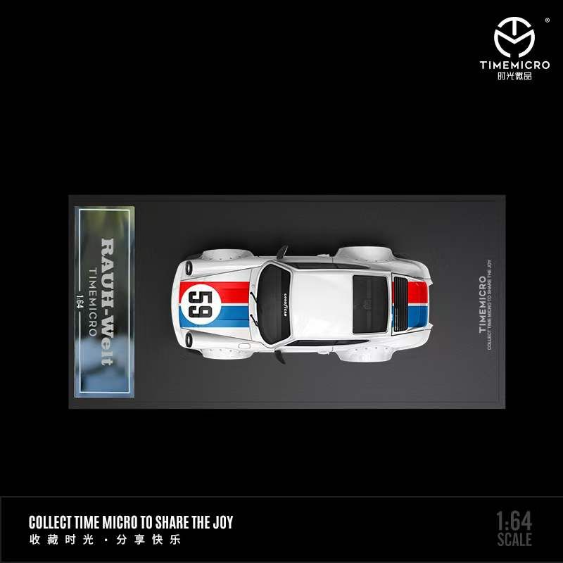 Mô hình xe Porsche Rauth Welt RWB 964 Brumos Racing 59 white tỉ lệ 1:64 Time micro