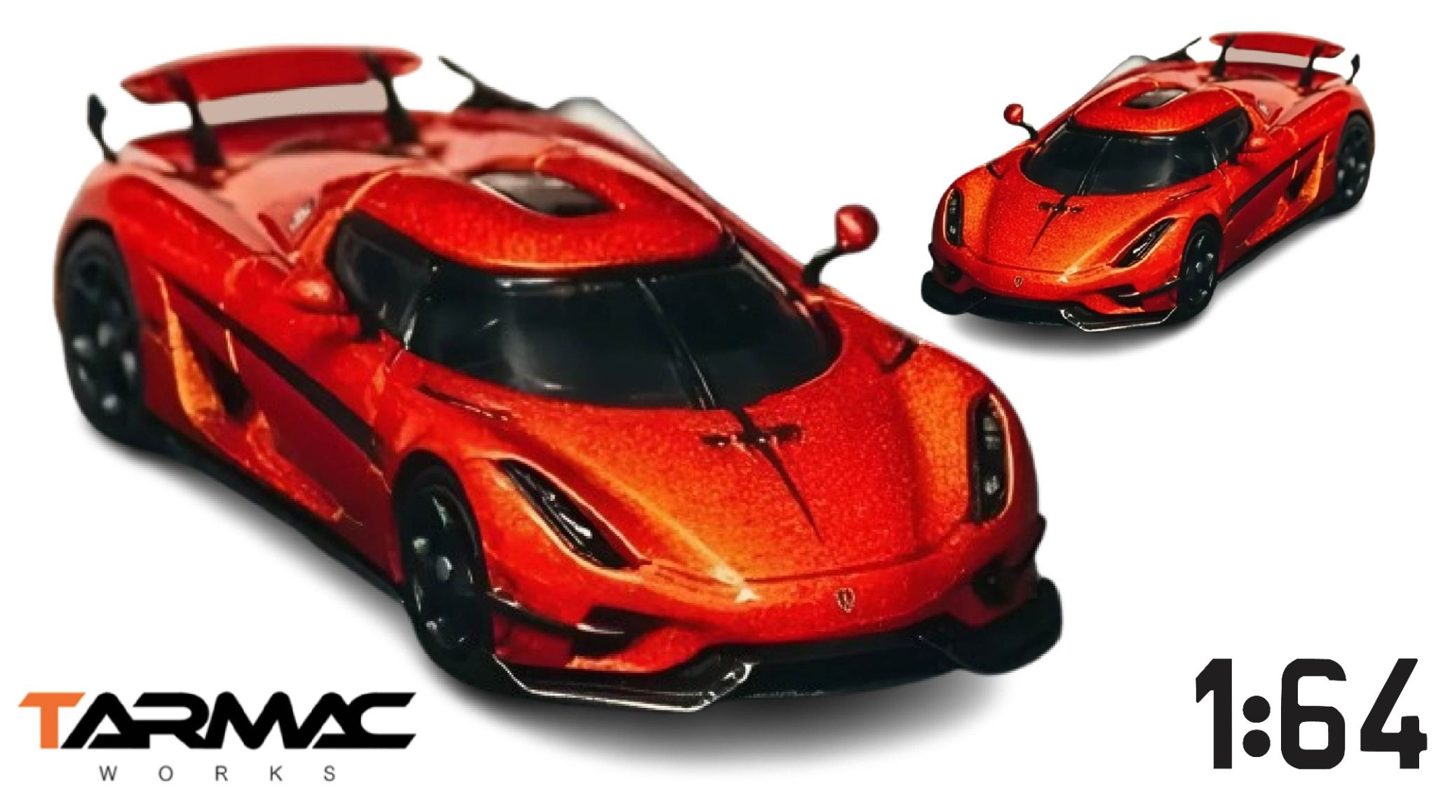 Mô hình xe Koenigsegg Regera, Orange Metallic / Black Stripes tỉ lệ 1:64 Tarmac Works T64G-TL017-OR