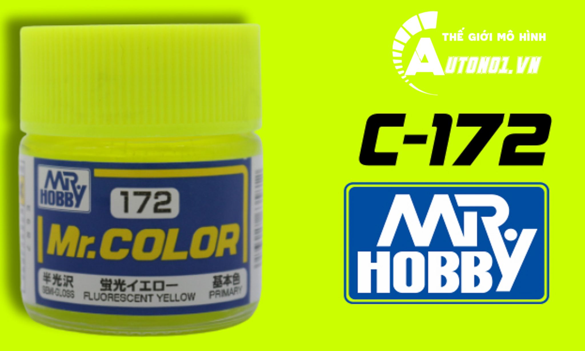  Lacquer c172 flourescent yellow sơn mô hình màu vàng neon 10ml Mr.Hobby C172 