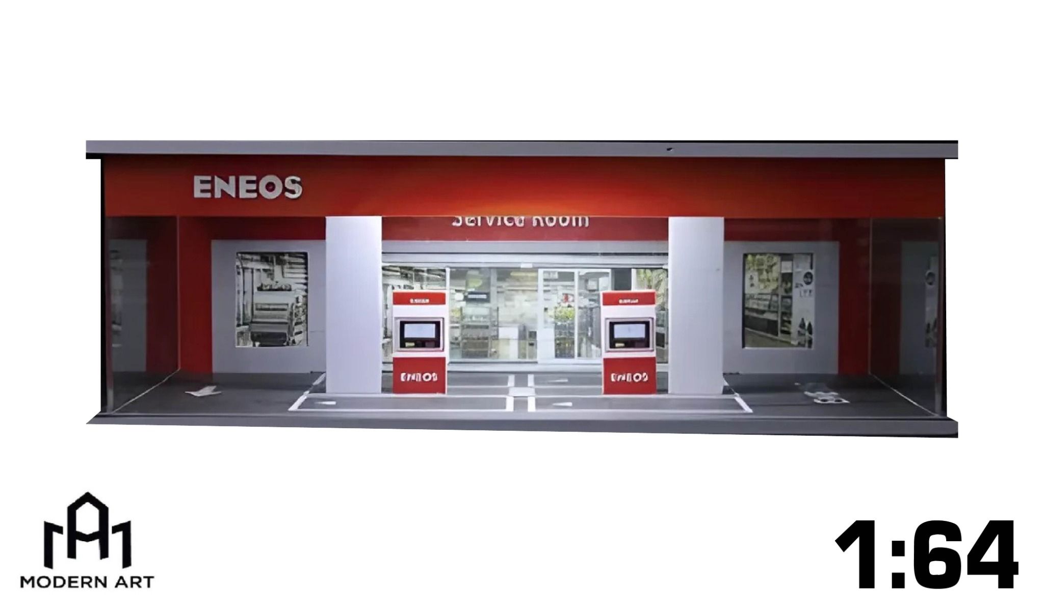 Hộp trưng bày mô phỏng trạm xăng dầu ENEOS có đèn - mica bảo vệ tỉ lệ 1:64 MoreArt MO914506