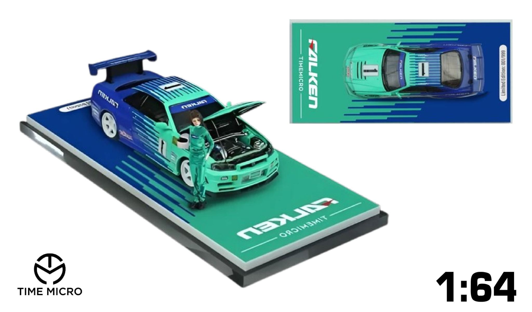 Mô hình xe Nissan GTR34 Falken tỉ lệ 1:64 Time Micro TM643427