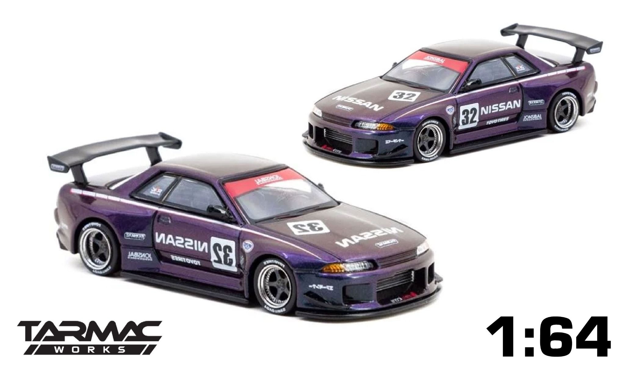 Mô hình xe Nissan Skyline (R32) Widebody Midnight purple tỉ lệ 1:64 Tarmac Works T64G-061-MP