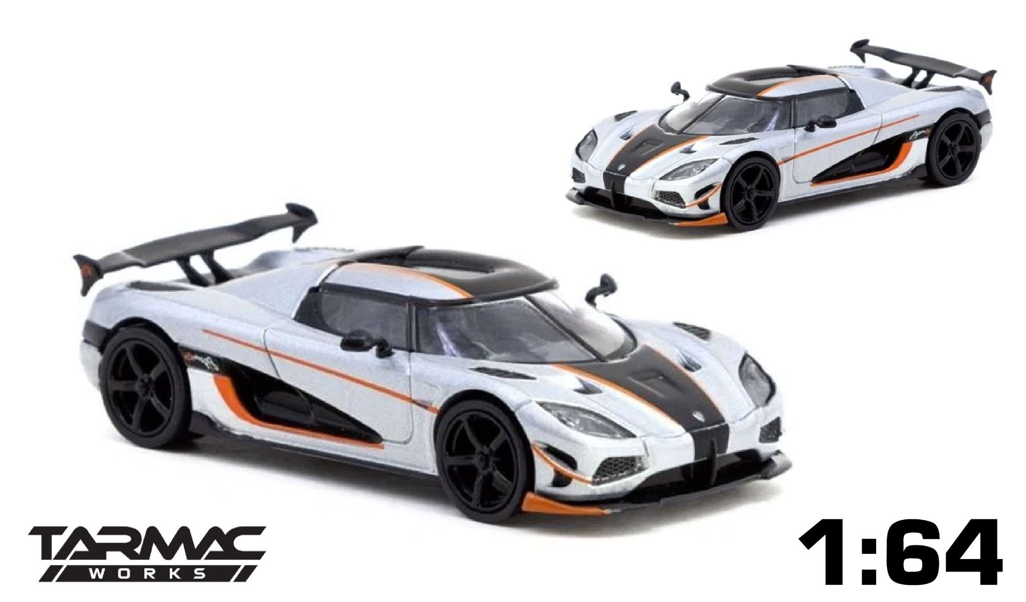 Mô hình xe Koenigsegg Agera RS Moon Silver / Black tỉ lệ 1:64 Tarmac Works T64G-TL005-MS