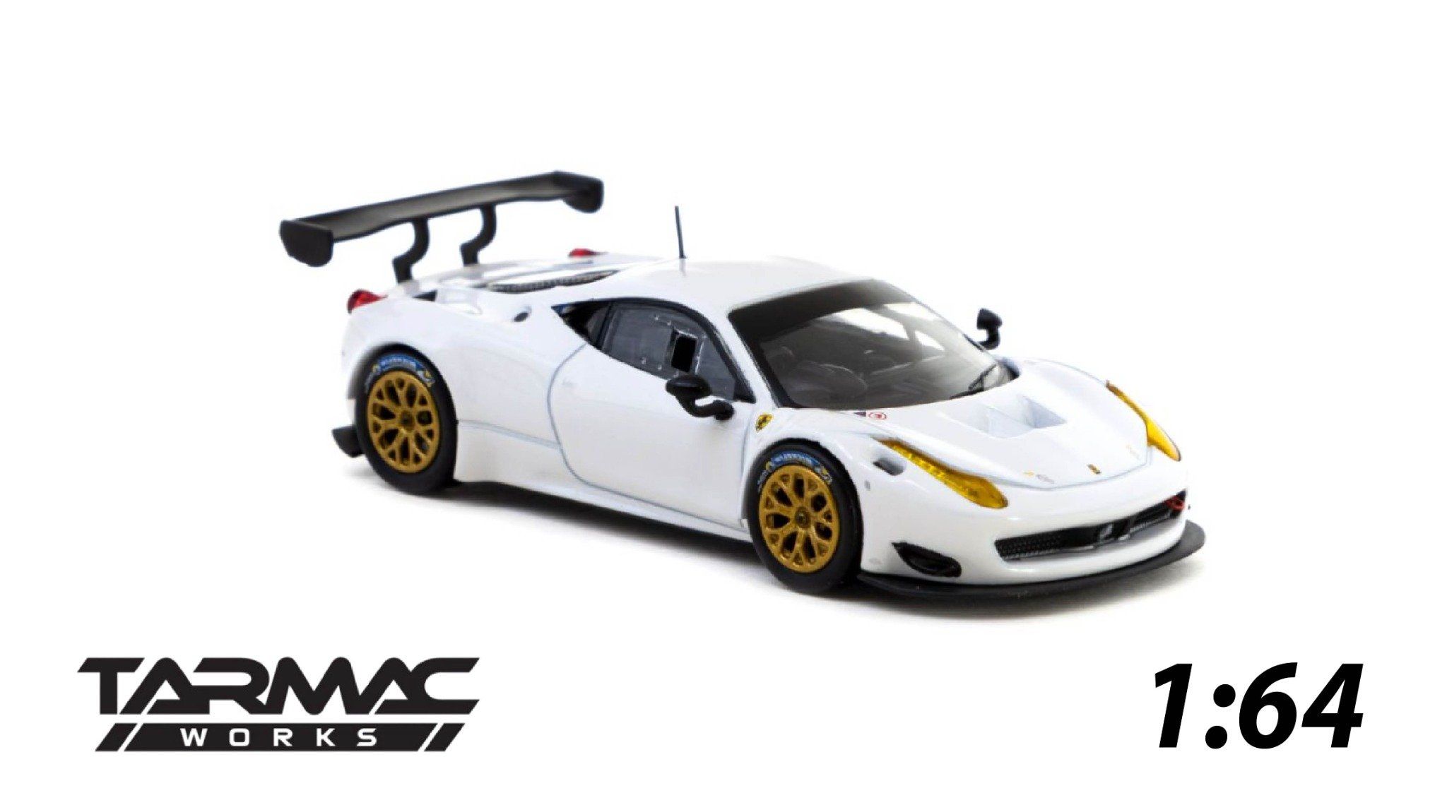 Mô hình xe Ferrari 458 Italia GT3 White tỉ lệ 1:64 Tarmac T64R-074-WH