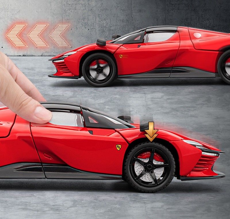 Mô hình xe Ferrari Daytona Sp3 full open - tháo mui được có âm thanh - đèn tỉ lệ 1:22 Jiaye model VB24415