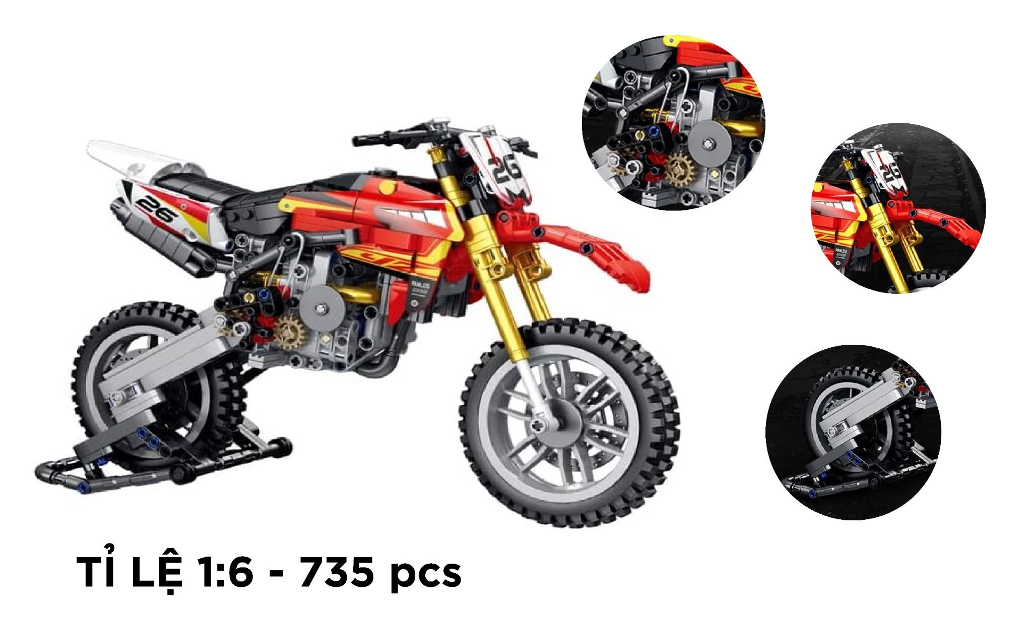  Mô hình xe mô tô lắp ghép cào cào Yamaha YZ450 - 735 pcs Technics tỉ lệ 1:6 LG029 