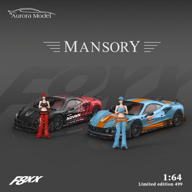 Mô hình xe Ferrari F8XX Tributo Mansory Gulf limited edition 499pcs tỉ lệ 1:64 Aurora model AM646504