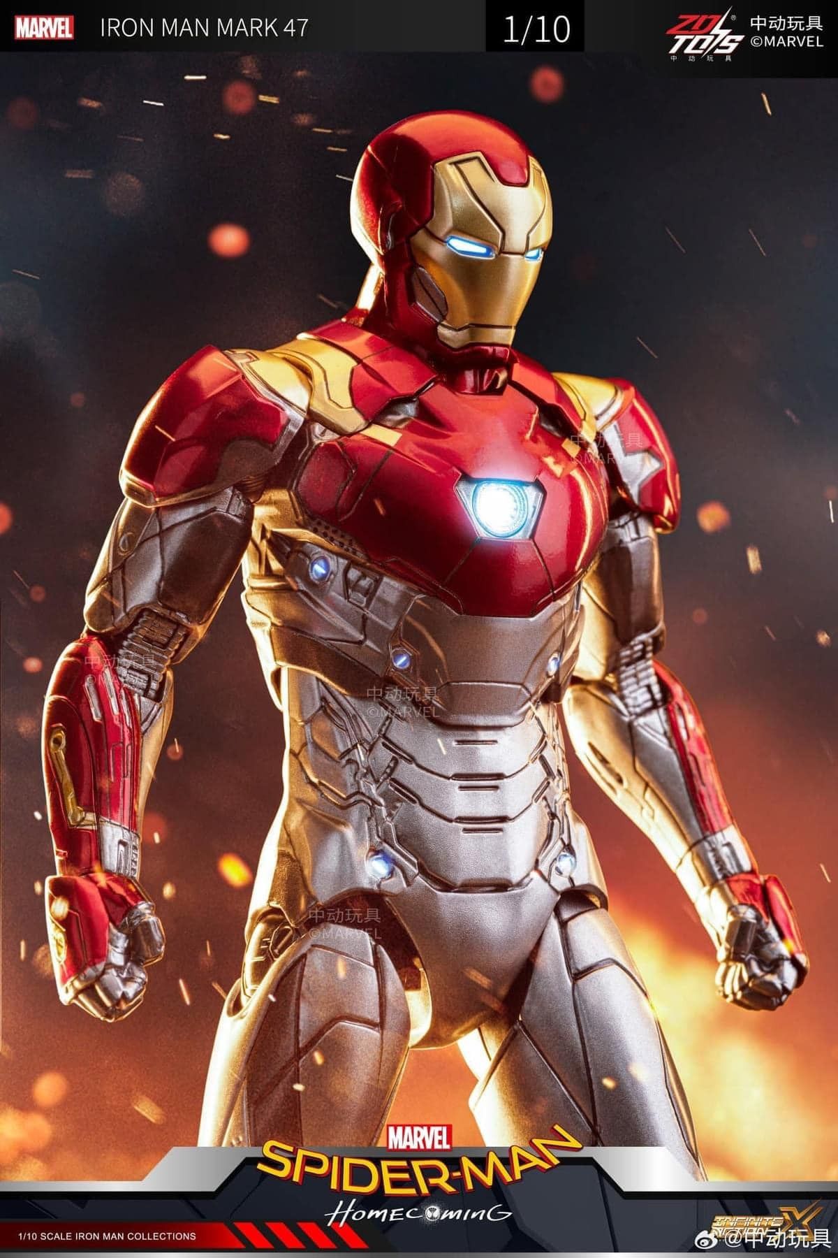 Mô hình nhân vật Marvel Ironman người sắt Iron man Mark 47 MK47 SHF Avengers tỉ lệ 1:10 22CM ZD Toys FG262
