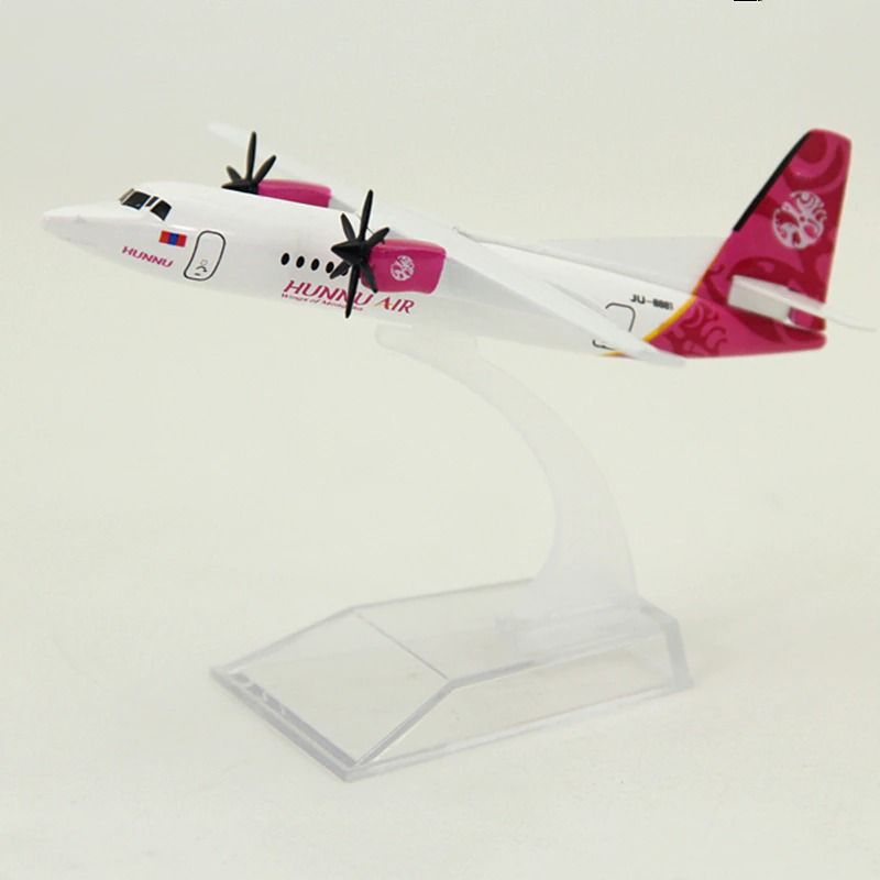 Mô hình máy bay cánh quạt ATR72-600 Mongolia Hunnu Airlines 50 Fokker-F50 16cm MB16153