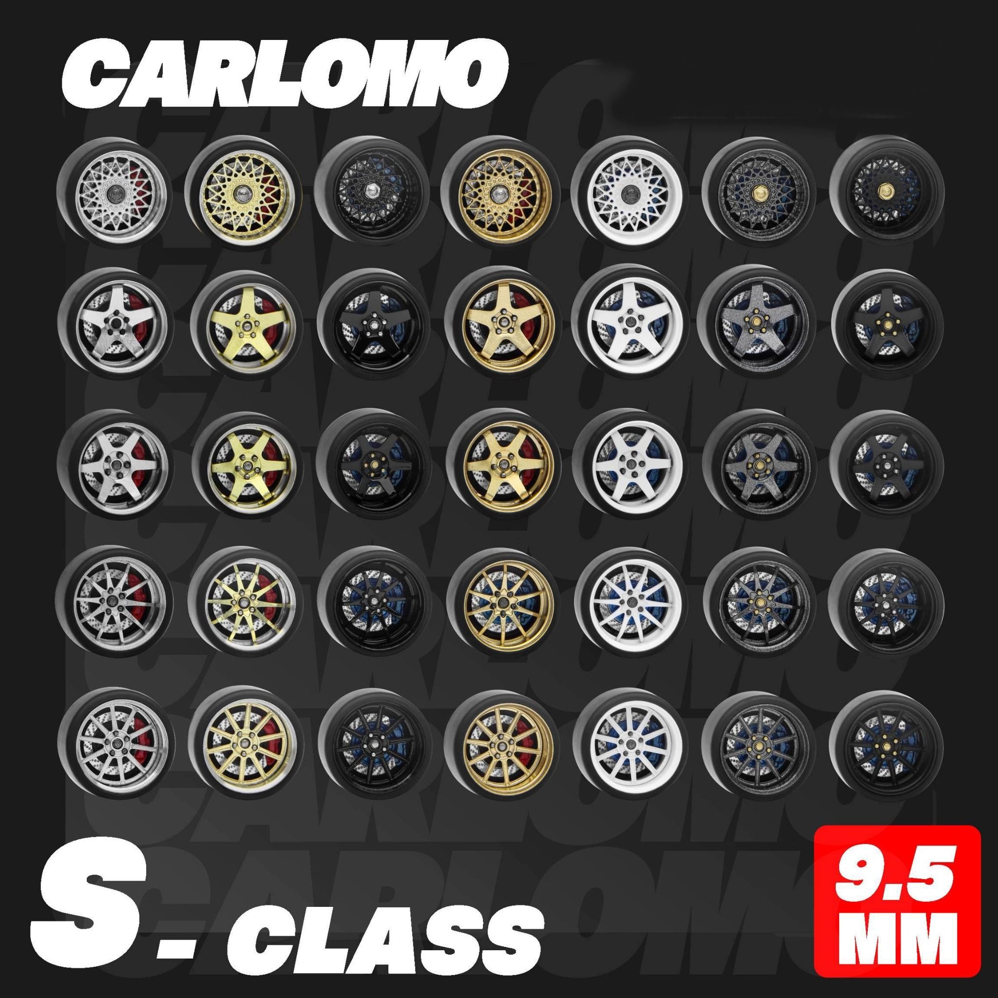 Phụ kiện độ bánh cho xe mô hình Carlomo Wheels S-Class kích thước 9,5mm bằng kim loại tỉ lệ 1:64 Carlomo S0