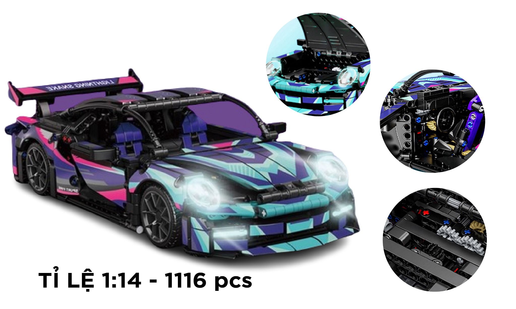Mô hình xe ô tô lắp ghép Cyber Porsche 911 1116 pcs tỉ lệ 1:14 LG030A
