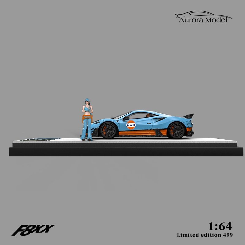 Mô hình xe Ferrari F8XX Tributo Mansory Gulf limited edition 499pcs tỉ lệ 1:64 Aurora model AM646504