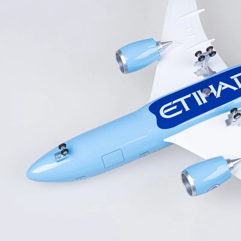 Mô hình máy bay Jason Tutu Etihad Boeing B787 blue Ả Rập 47cm có đèn led tự động theo tiếng vỗ tay hoặc chạm MB47047