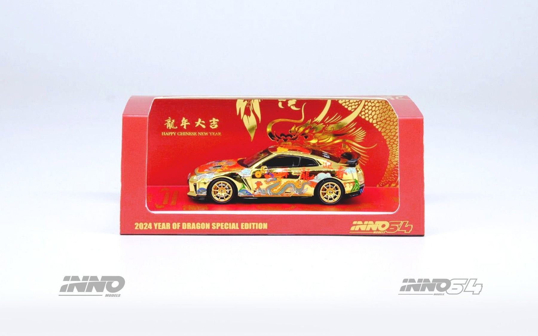 Mô hình xe Nissan Skyline GT-R (R35) Year Of The Dragon 2024 Chinese New Year Special Edition tỉ lệ 1:64 Inno64 IN64-R35-CNY24