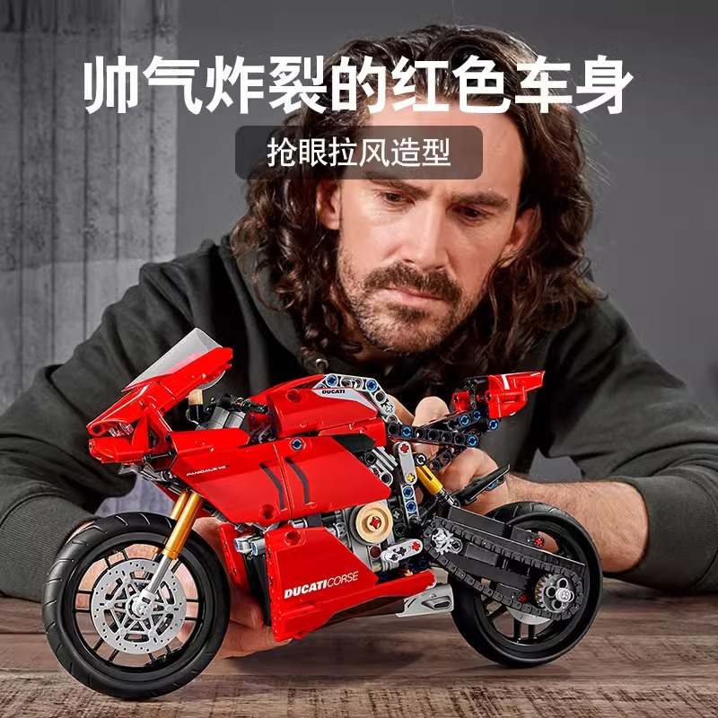 Mô hình xe mô tô lắp ghép Ducati Panigale V4R Technics 646 pcs tỉ lệ 1:5 LG032
