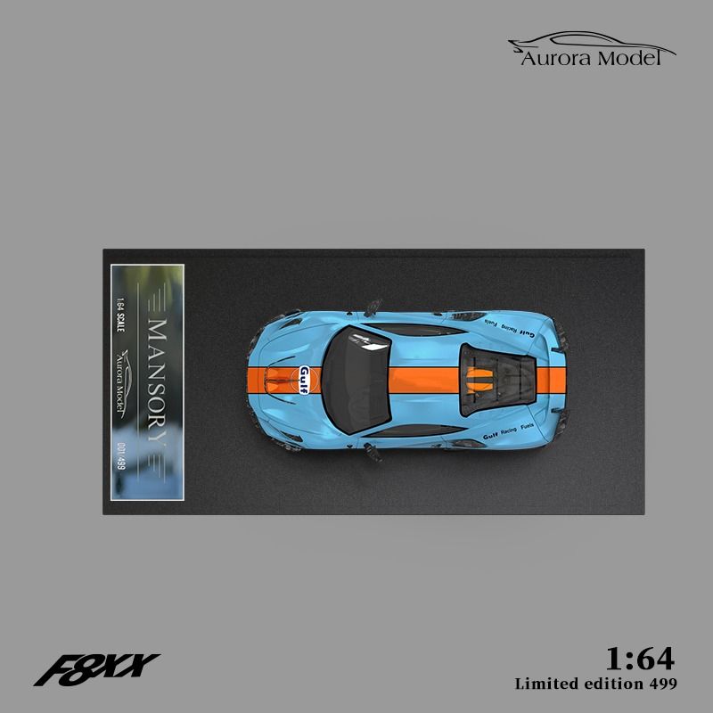 Mô hình xe Ferrari F8XX Tributo Mansory Gulf limited edition 499pcs tỉ lệ 1:64 Aurora model AM646504