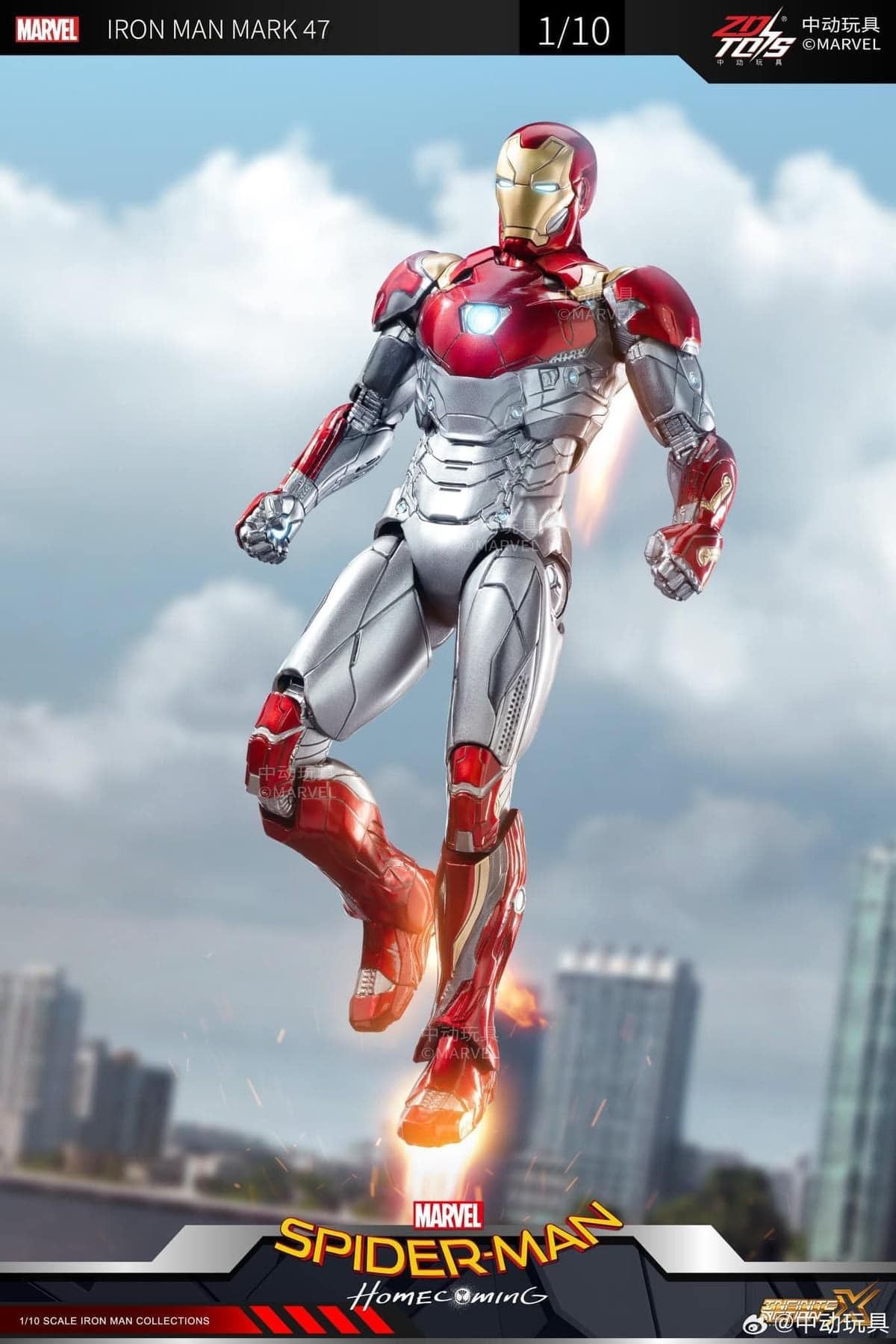 Mô hình nhân vật Marvel Ironman người sắt Iron man Mark 47 MK47 SHF Avengers tỉ lệ 1:10 22CM ZD Toys FG262
