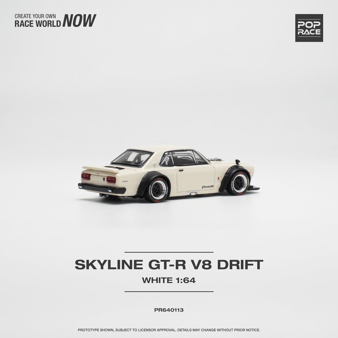 Mô hình xe Nissan Skyline GT-R V8 Drift (Hakosuka) White tỉ lệ 1:64 Poprace PR640113
