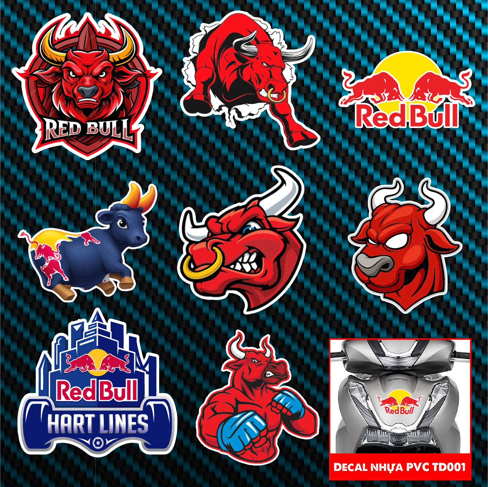 Decal nhựa PVC- nhựa sữa trang trí xe - điện thoại - laptop - máy tính - nón - ly Redbull kích thước 20 x 25cm Autono1 TD001