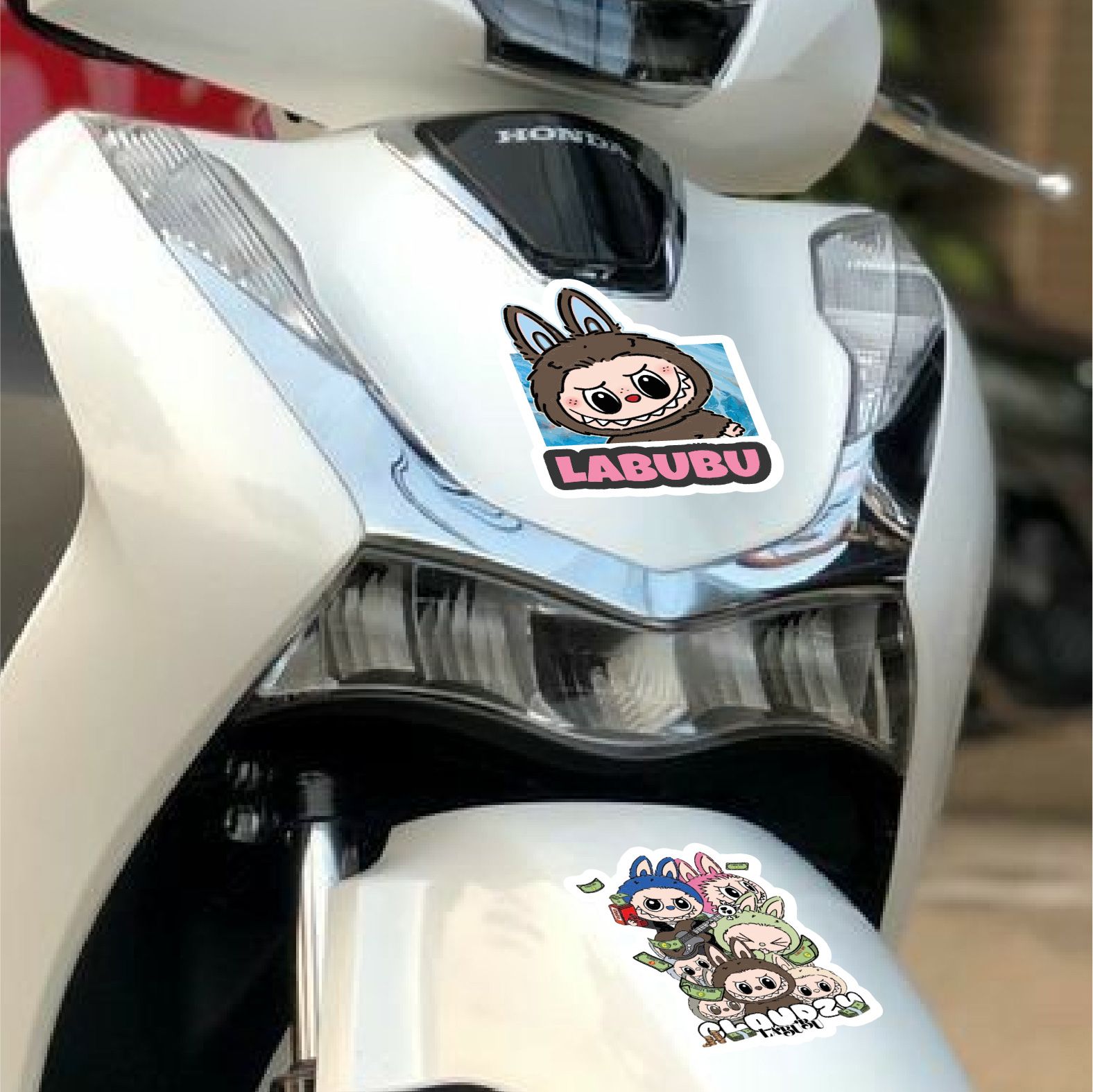 Decal nhựa PVC- nhựa sữa trang trí xe - điện thoại - laptop - máy tính - nón - ly Labubu kích thước 20 x 25cm Autono1 TD002
