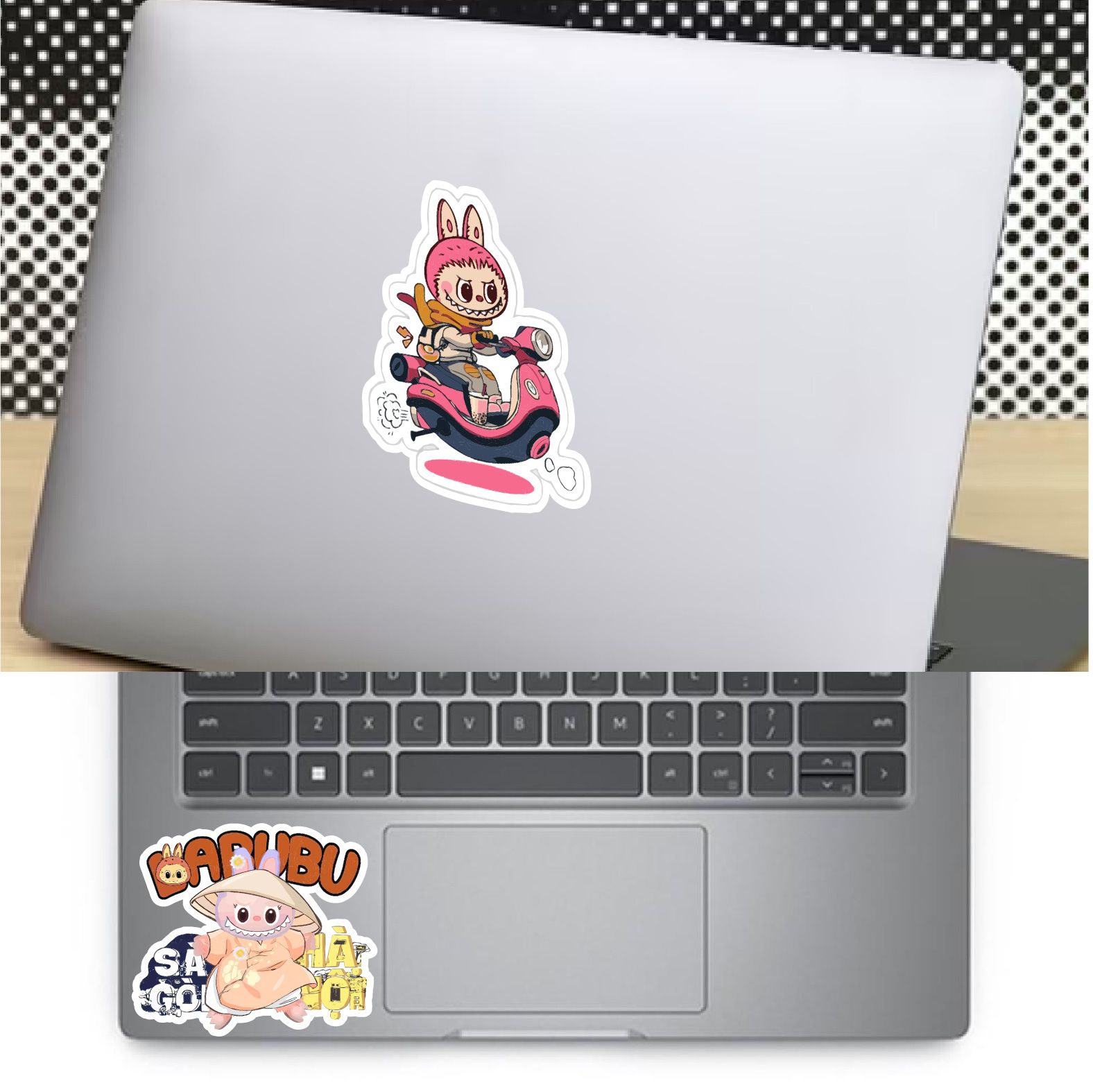 Decal nhựa PVC- nhựa sữa trang trí xe - điện thoại - laptop - máy tính - nón - ly Labubu kích thước 20 x 25cm Autono1 TD002