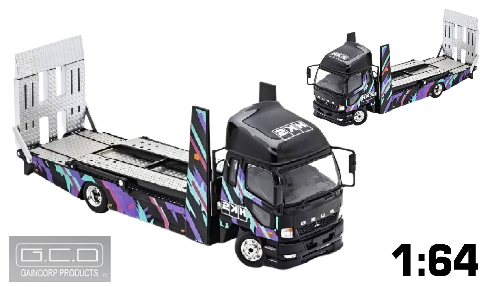Mô hình xe Mitsubishi Fuso Fighter (1024) 2017 Double Deck Tow Trucks tỉ lệ 1:64 GCD OT64408