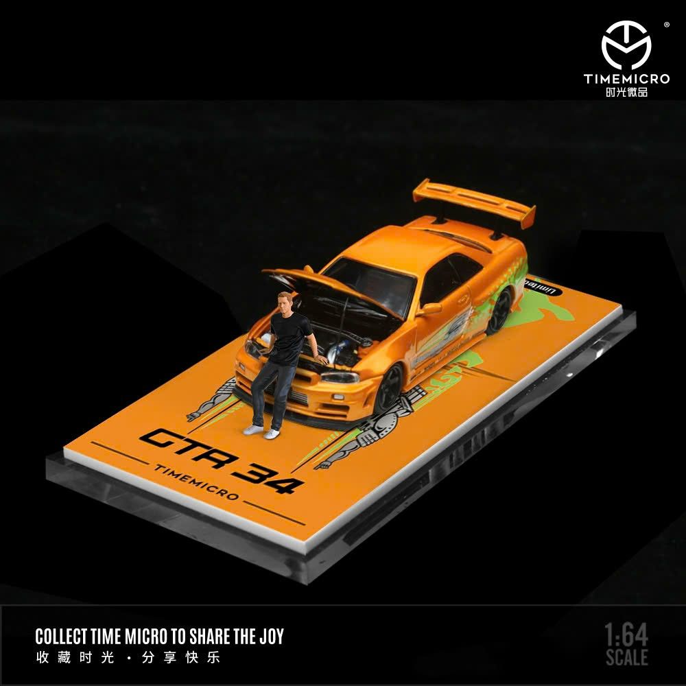 Mô hình xe Nissan GTR - R34 orange Limited edition 999pcs tỉ lệ 1:64 Time micro TM643436