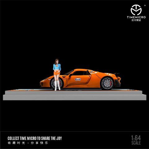Mô hình xe Porsche 918 Spyder Gulf Orange/Blue tỉ lệ 1:64 Time Micro TM643523