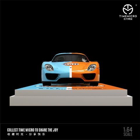 Mô hình xe Porsche 918 Spyder Gulf Orange/Blue tỉ lệ 1:64 Time Micro TM643523