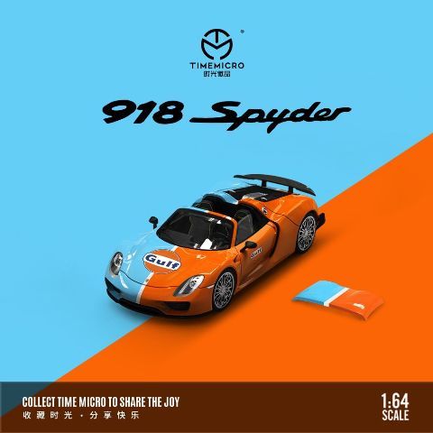 Mô hình xe Porsche 918 Spyder Gulf Orange/Blue tỉ lệ 1:64 Time Micro TM643523