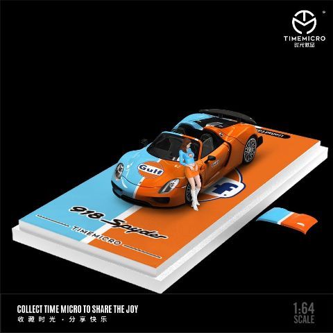 Mô hình xe Porsche 918 Spyder Gulf Orange/Blue tỉ lệ 1:64 Time Micro TM643523
