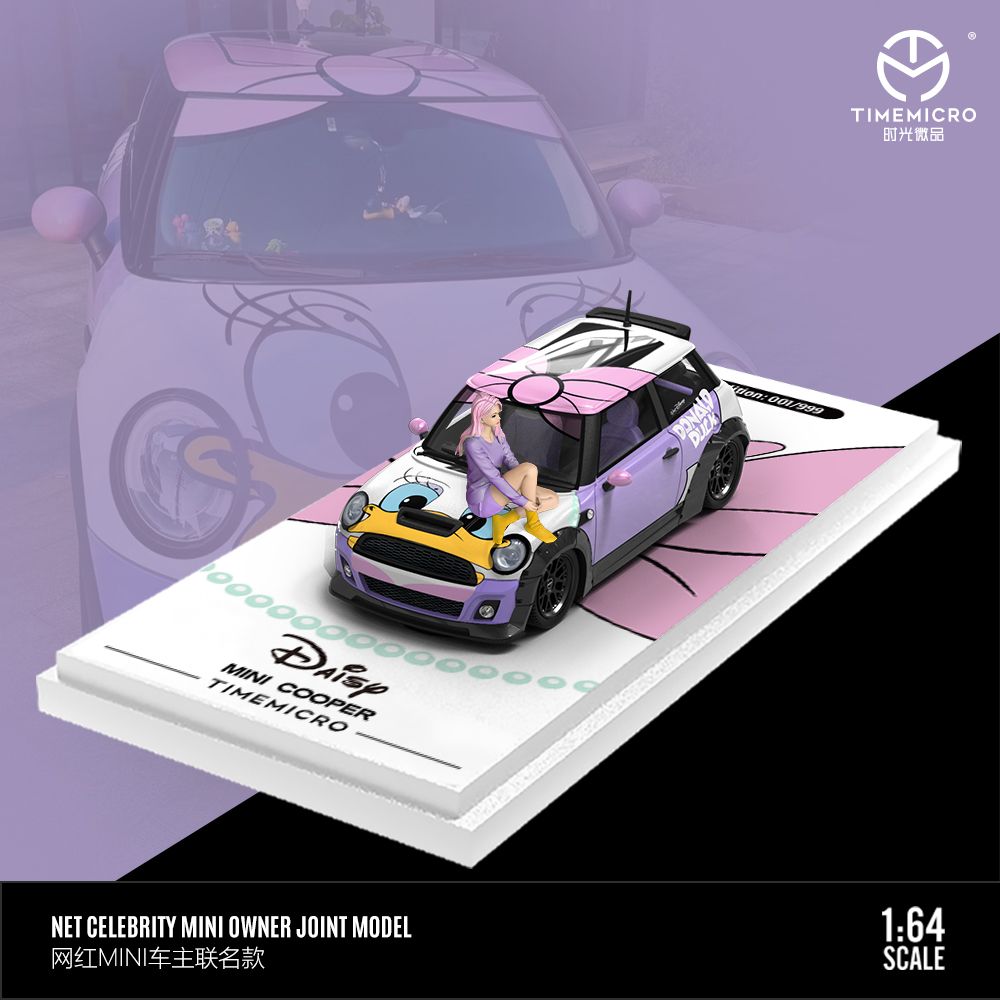 Mô hình xe Mini Cooper custom Daisy Disney pink tỉ lệ 1:64 Time micro TM643631