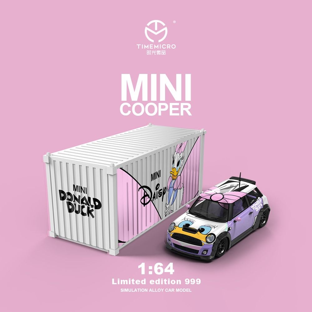 Mô hình xe Mini Cooper custom Daisy Disney pink tỉ lệ 1:64 Time micro TM643631