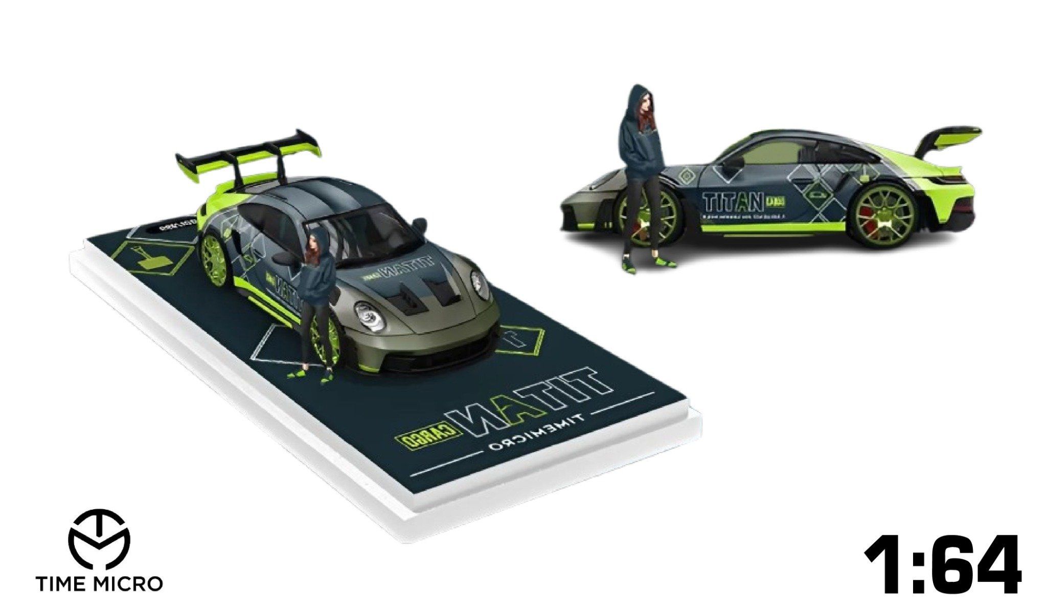 Mô hình xe Porsche 992 GT3 RS custom TITAN CARGO limited edition 999pcs tỉ lệ 1:64 Time micro TM644639