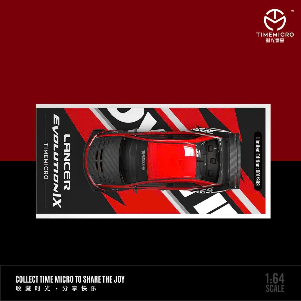 Mô hình xe Mitsubishi Lancer IX racing red limited edition 999pcs tỉ lệ 1:64 Time micro TM800207