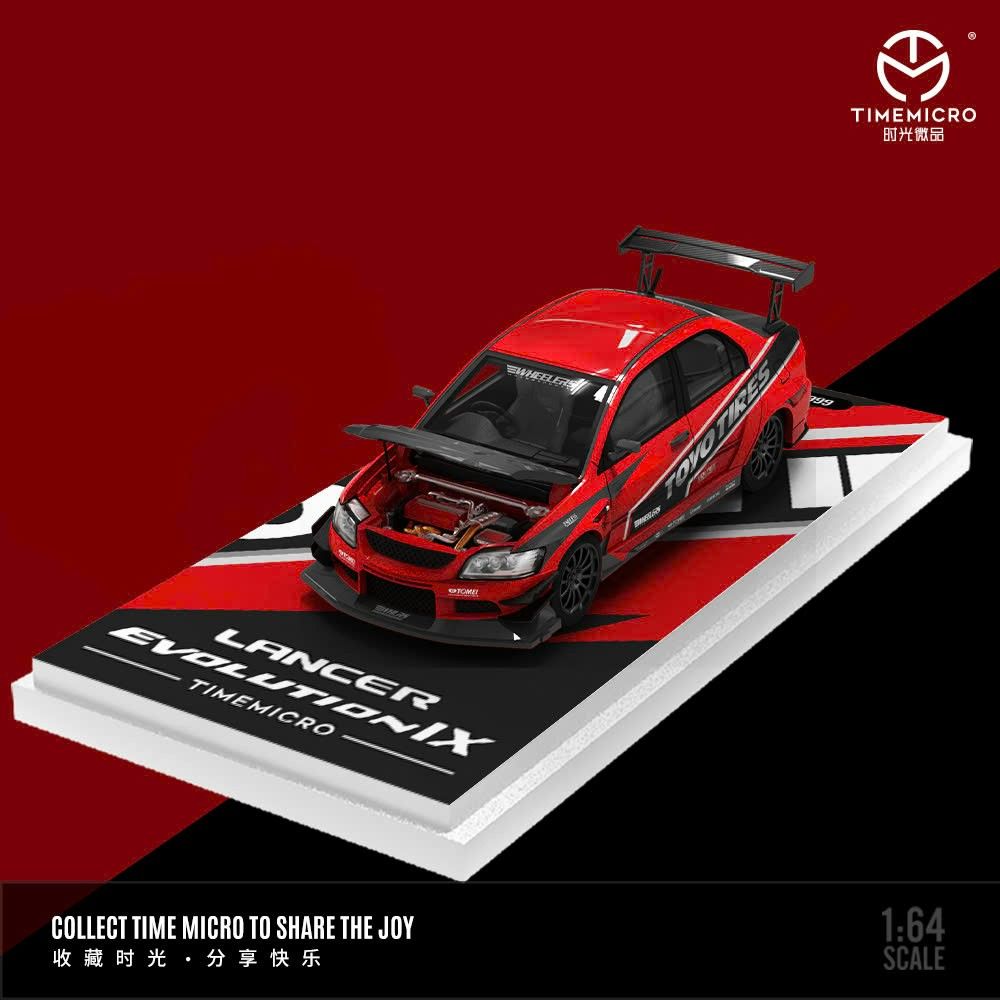 Mô hình xe Mitsubishi Lancer IX racing red limited edition 999pcs tỉ lệ 1:64 Time micro TM800207