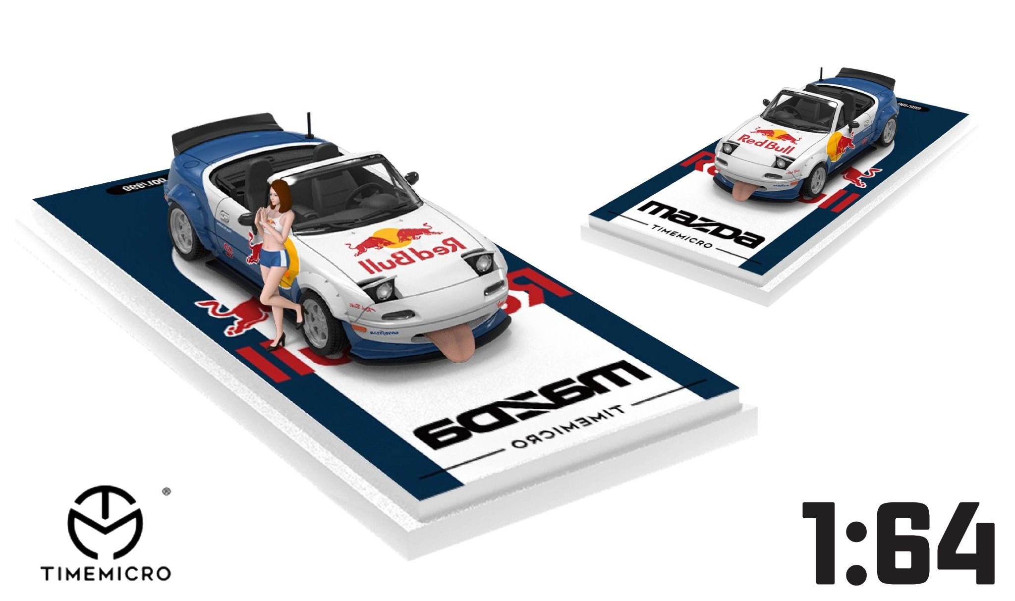 Mô hình xe Mazda MX5 Redbull tháo được mui tỉ lệ 1:64 Time micro TM646907