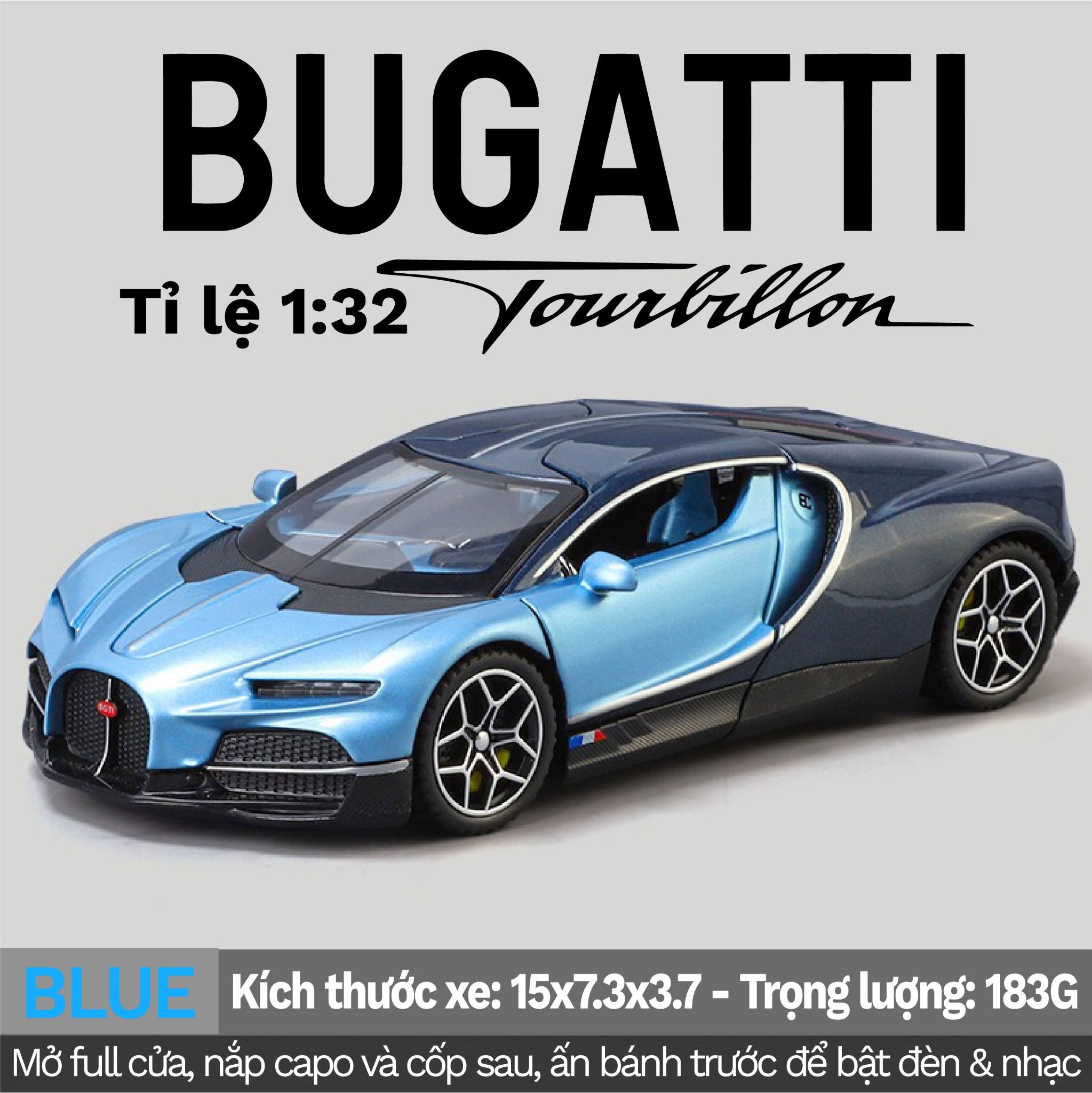 Mô hình xe Bugatti Tourbillon full open - đèn nhạc tỉ lệ 1:32 Alloy Model OT32050
