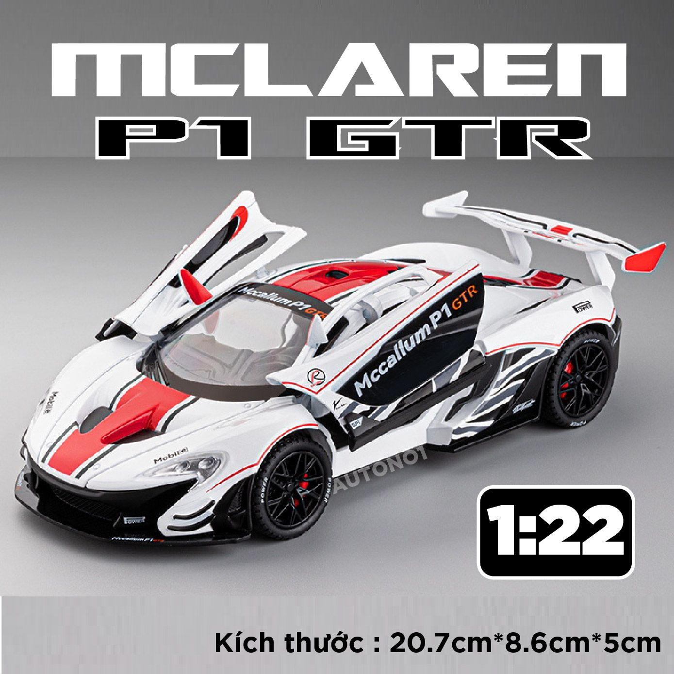 Mô hình xe McLaren P1 GTR full open - có âm thanh - có đèn tỉ lệ 1:22 Jiaye Model OT454
