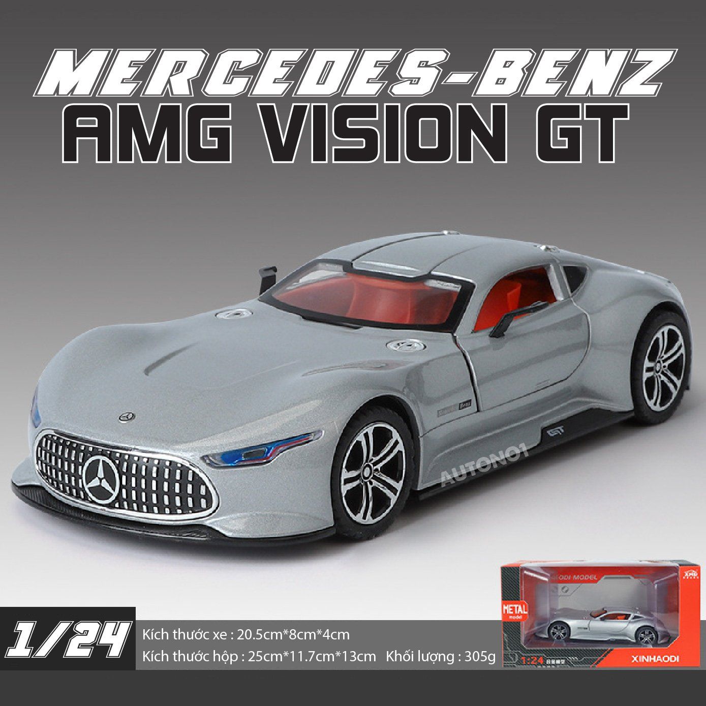 Mô hình xe Mercedes-Benz AMG Vision GT full open - có đèn - âm thanh tỉ lệ 1:24 Alloy Model OT534