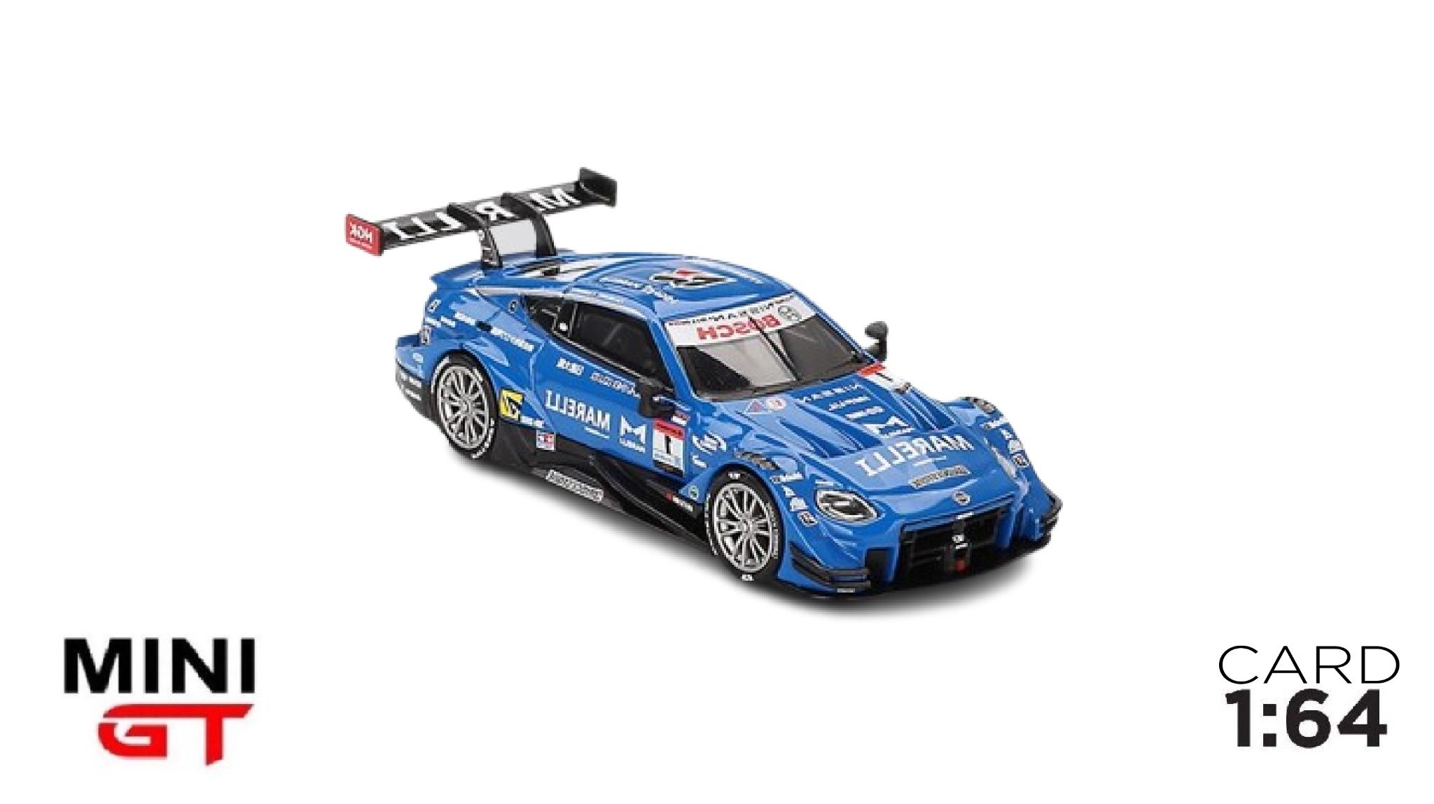Mô hình xe Nissan Z GT500 #1 MARELLI IMPUL Z team Impul 2023 bản card tỉ lệ 1:64 Minigt MGT00849-BL
