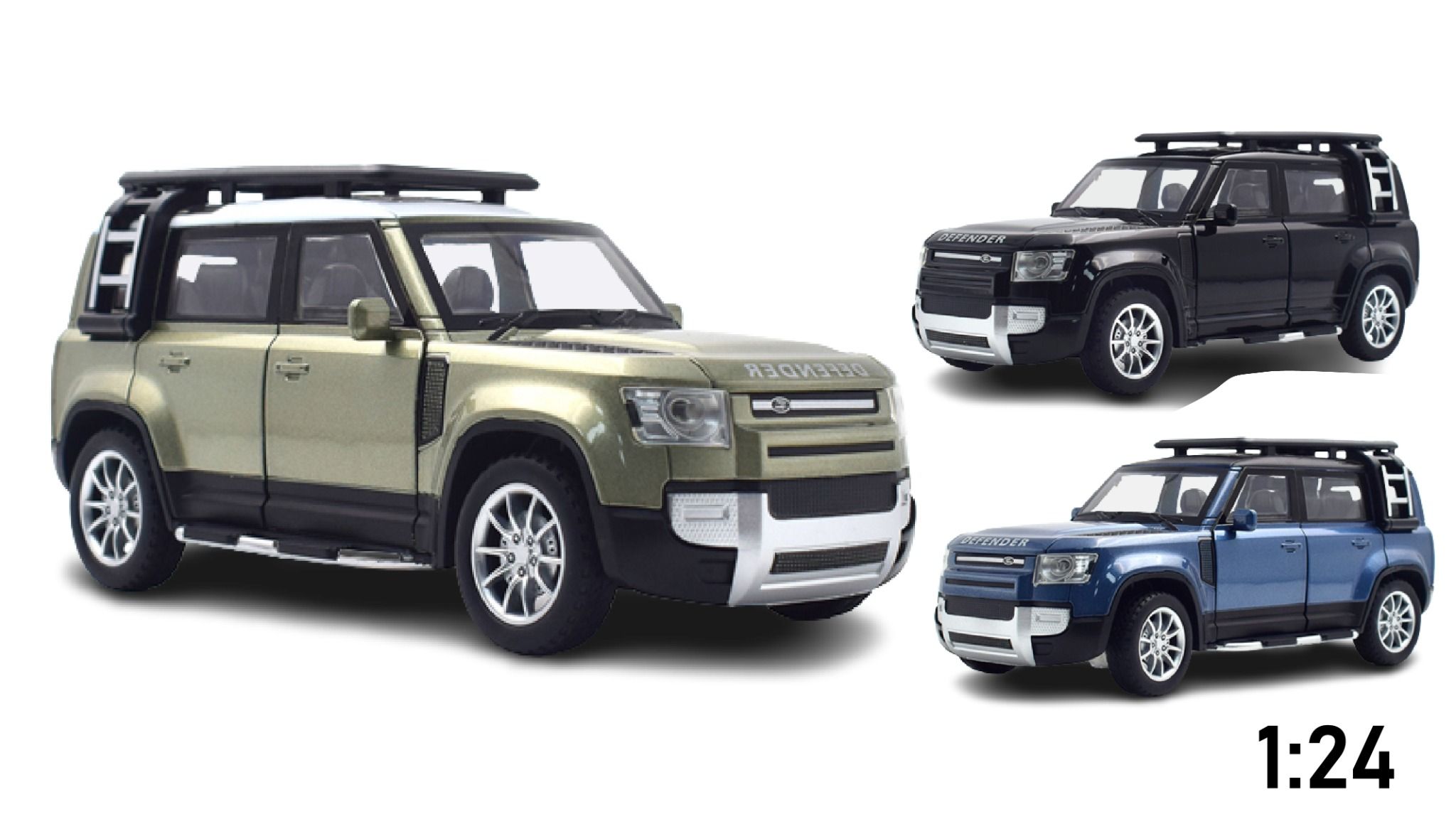 Mô hình xe Land Rover Defender full open - full kính , đánh lái được tỉ lệ 1:24 NEWAO OT017