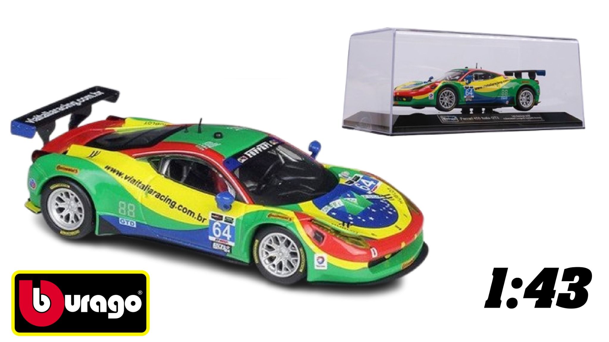 Mô hình xe Ferrari 458 Italia GT3 2015 hộp mica tỉ lệ 1:43 Bburago OT43005