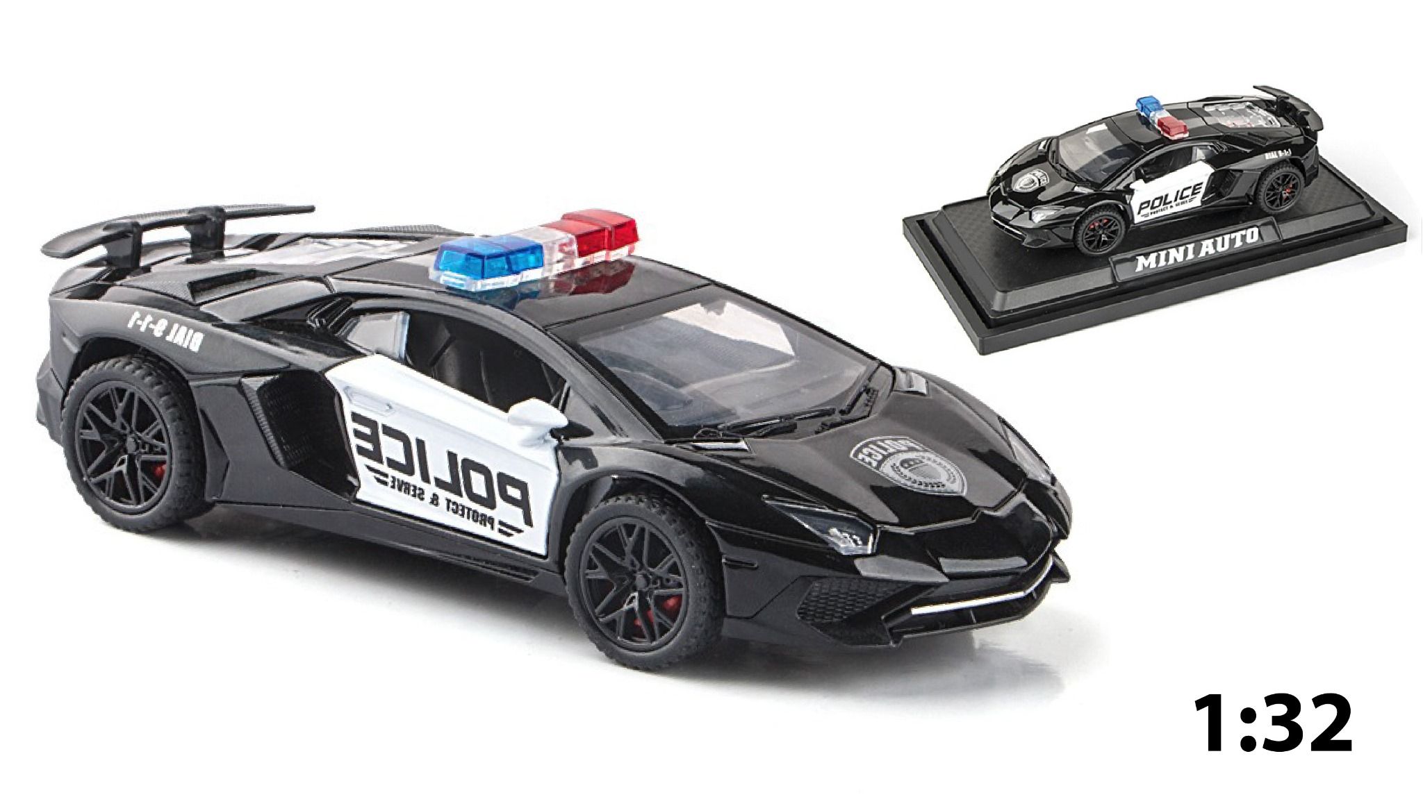Mô hình xe Lamborghini LP750-4 Police có đèn - có âm thanh tỉ lệ 1:32 Miniauto OT466