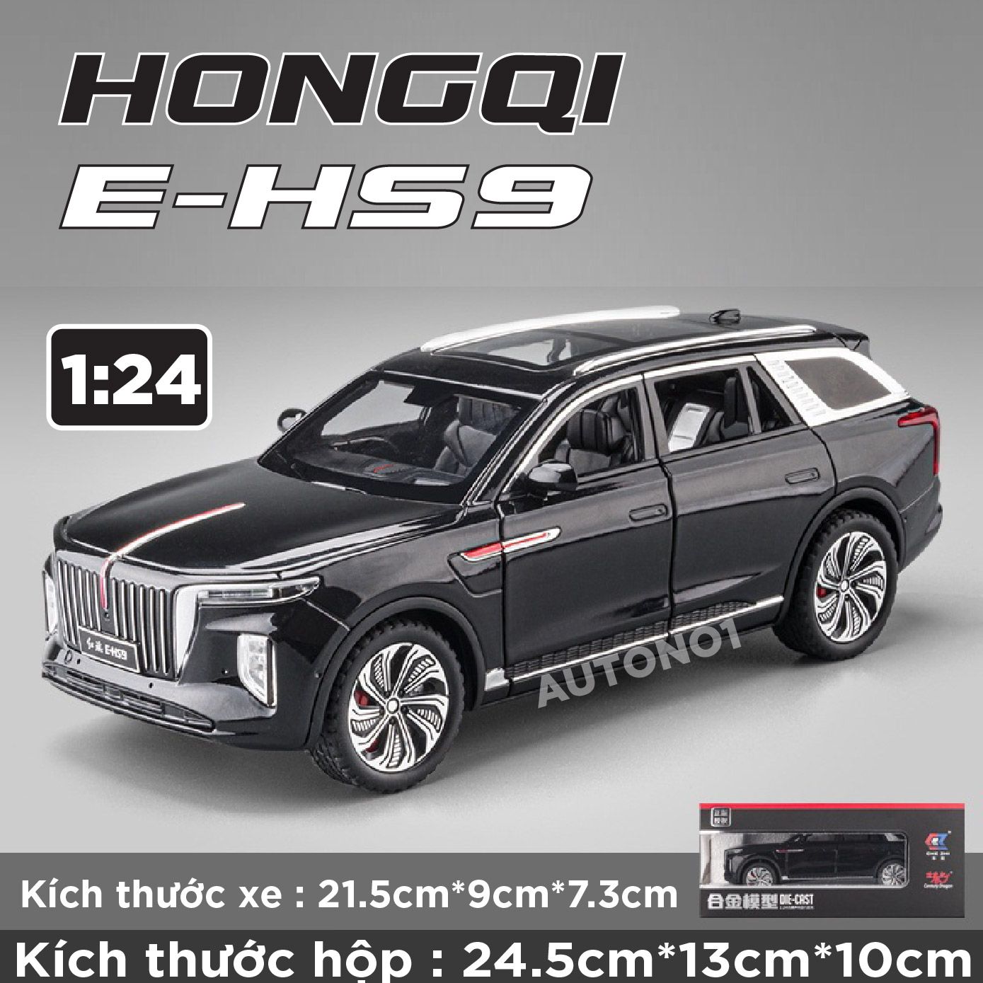  Mô hình xe Hongqi\Hồng Kỳ E-HS9 full open có đèn có âm thanh tỉ lệ 1:24 Chezhi OT439 