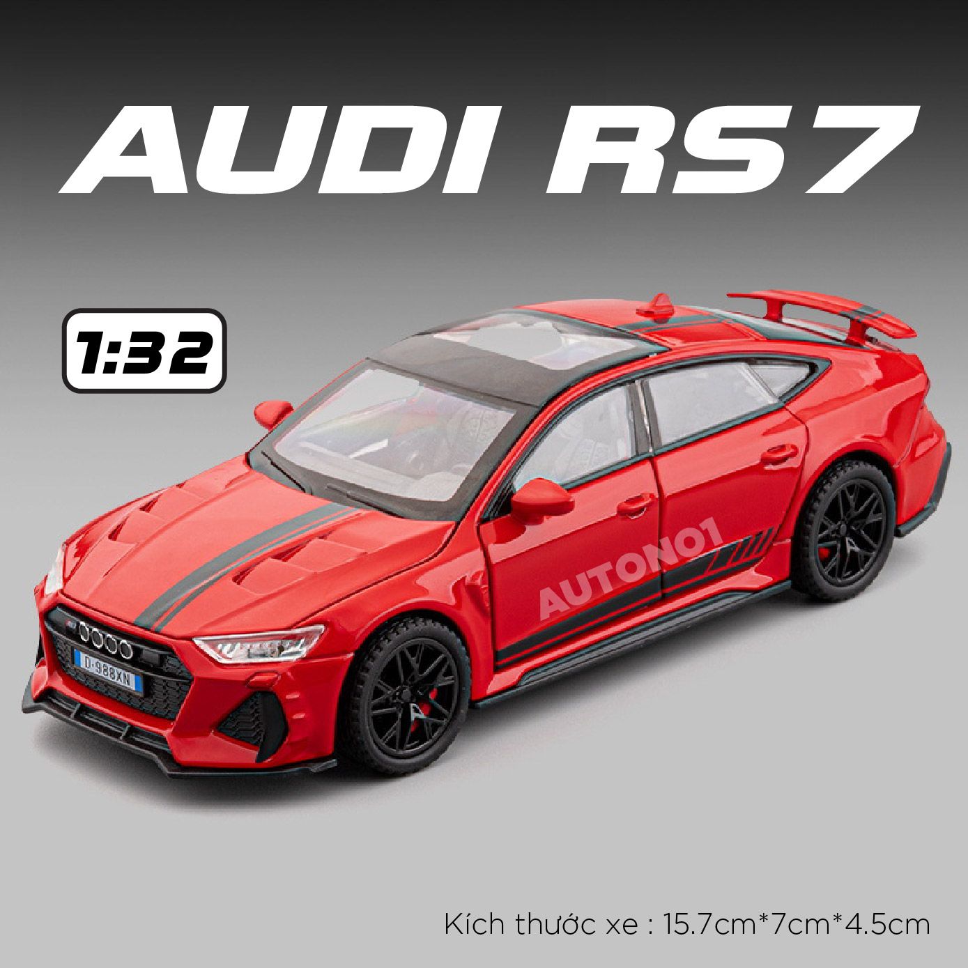 Mô hình xe xe Audi RS7 full open - full kính - có đèn - âm thanh tỉ lệ 1:32 Alloy Model OT481