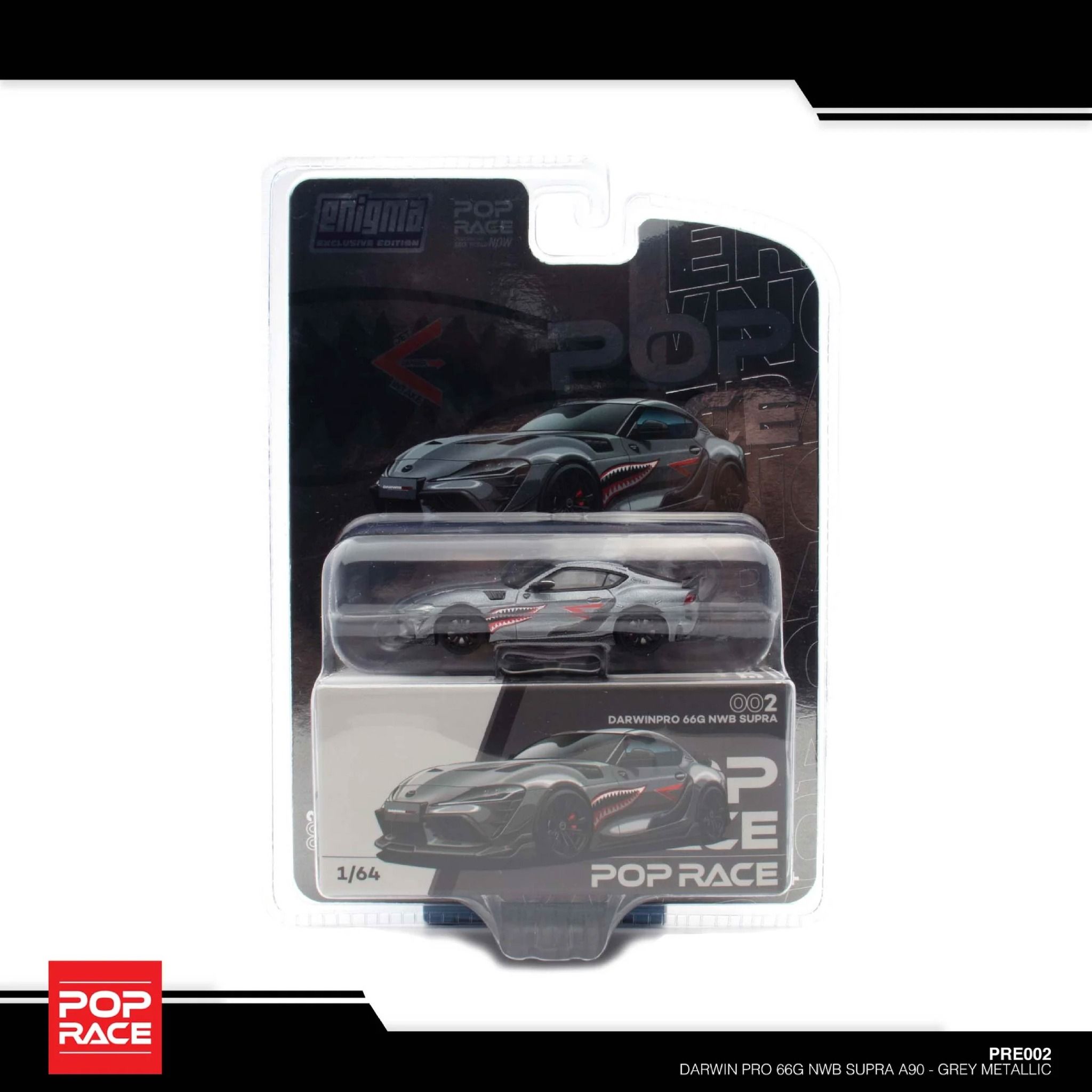 Mô hình xe Toyota Supra A90 Darwin Pro 66G NWB - Grey metallic bản card tỉ lệ 1:64 Poprace PRE64002