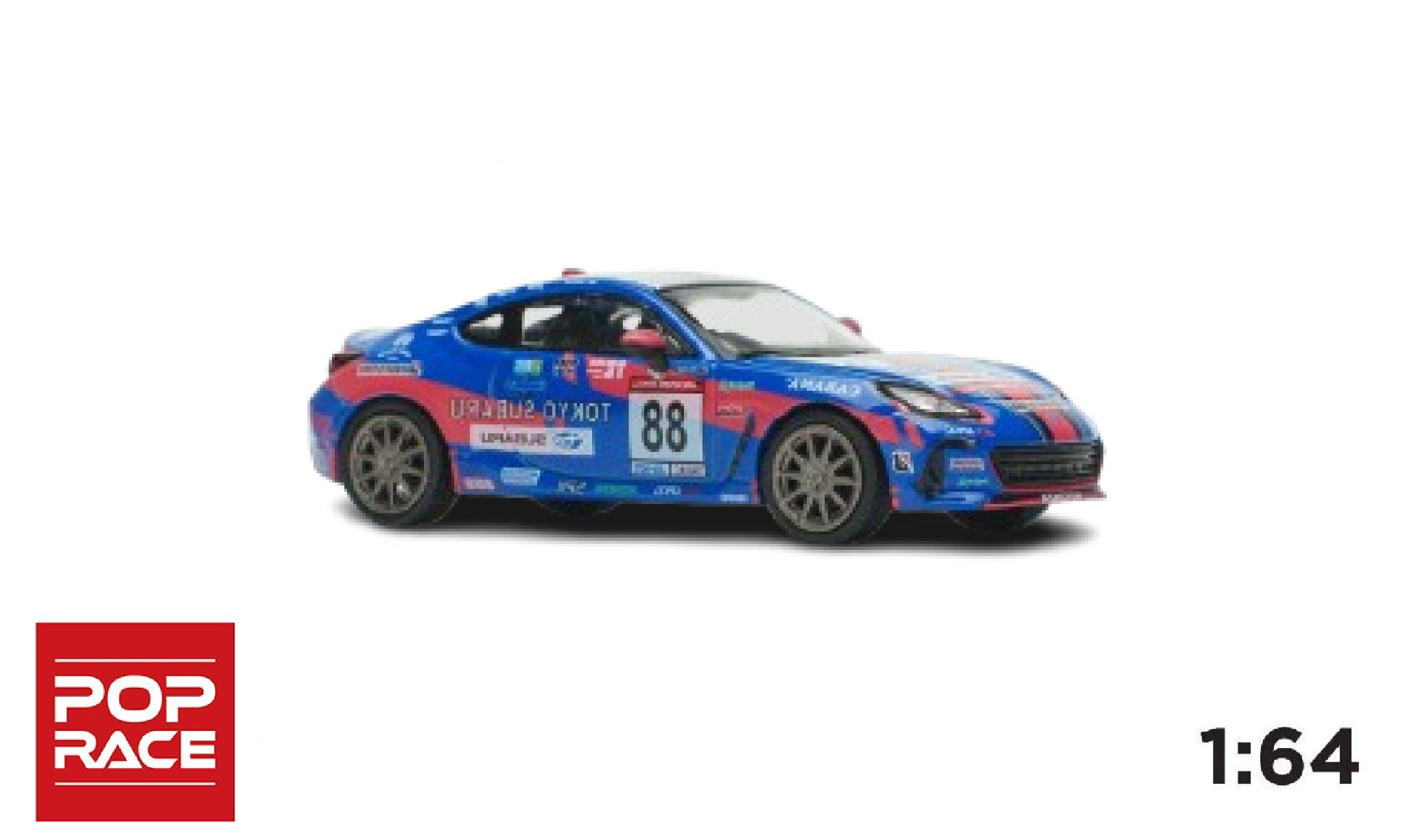 Mô hình xe Subaru BRZ Tokyo subaru racing #88 2024 tỉ lệ 1:64 Poprace PR640088