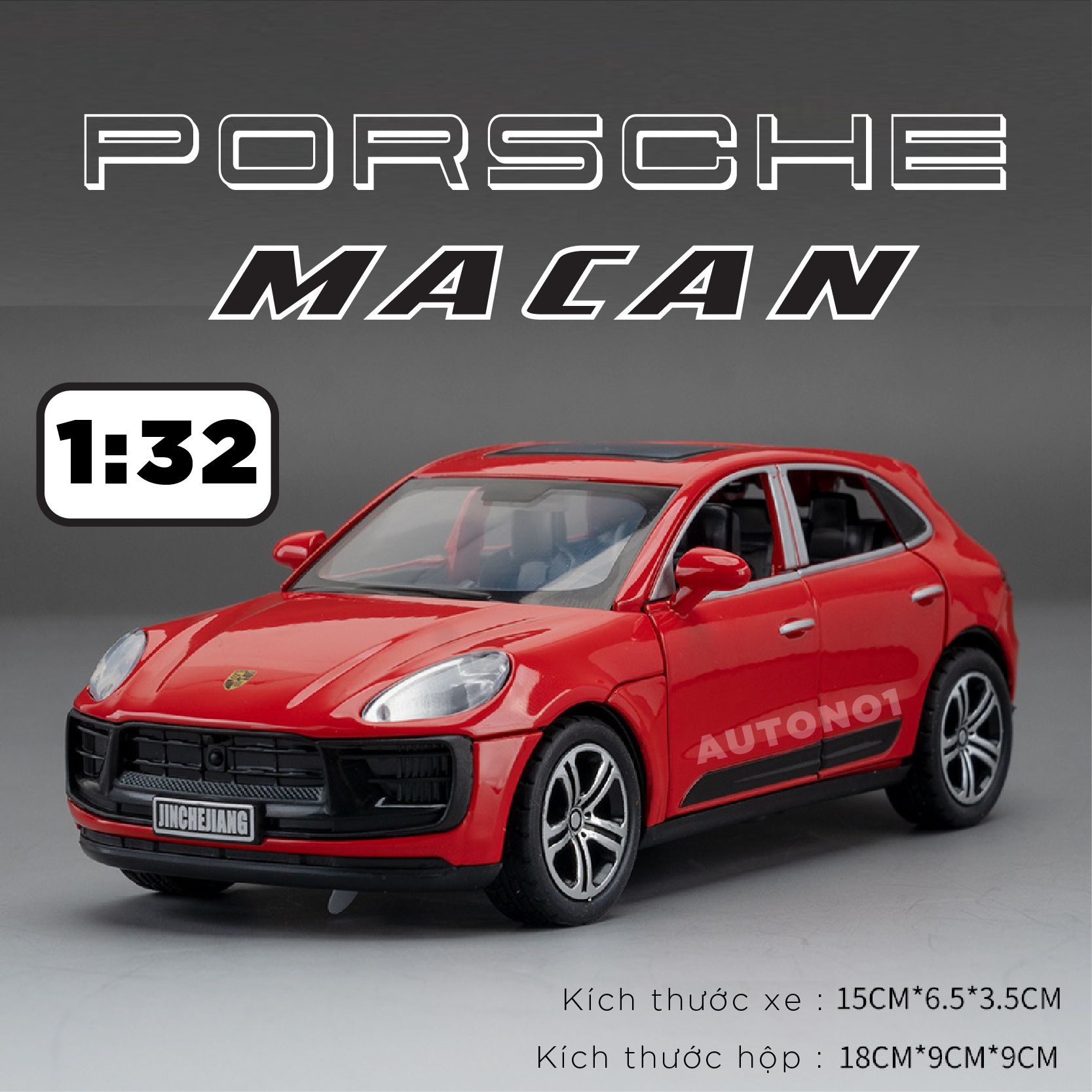 Mô hình Porsche Macan full open - có đèn - âm thanh tỉ lệ 1:32 Alloy Model OT575